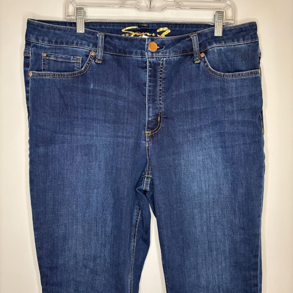 SEVEN7 Jeans Womens 16 High Rise Slim Straight Stretch 5 Pocket Denim Raw Edge